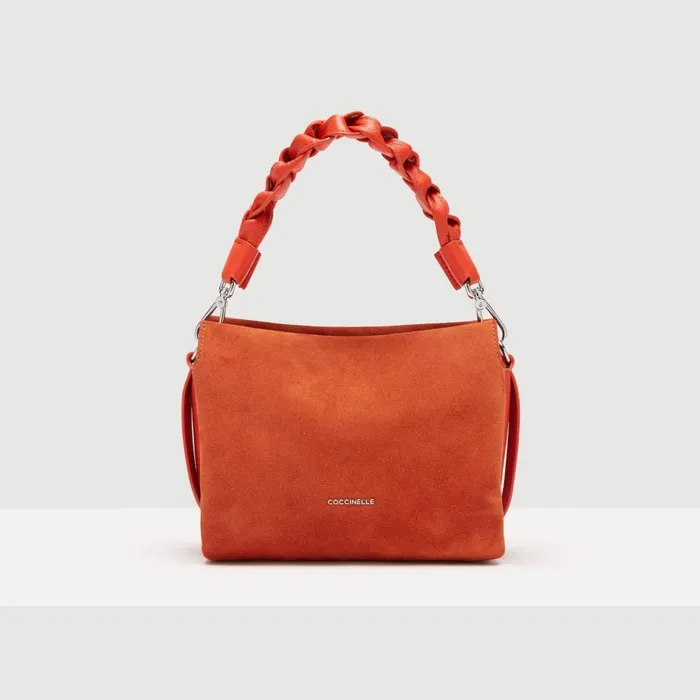 Coccinelle Top Handle Bag Boheme Suede Bimaterial Small Tangeritangeri 8211 Women
