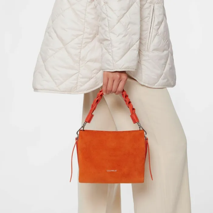 Coccinelle Top Handle Bag Boheme Suede Bimaterial Small Tangeritangeri 8211 Women
