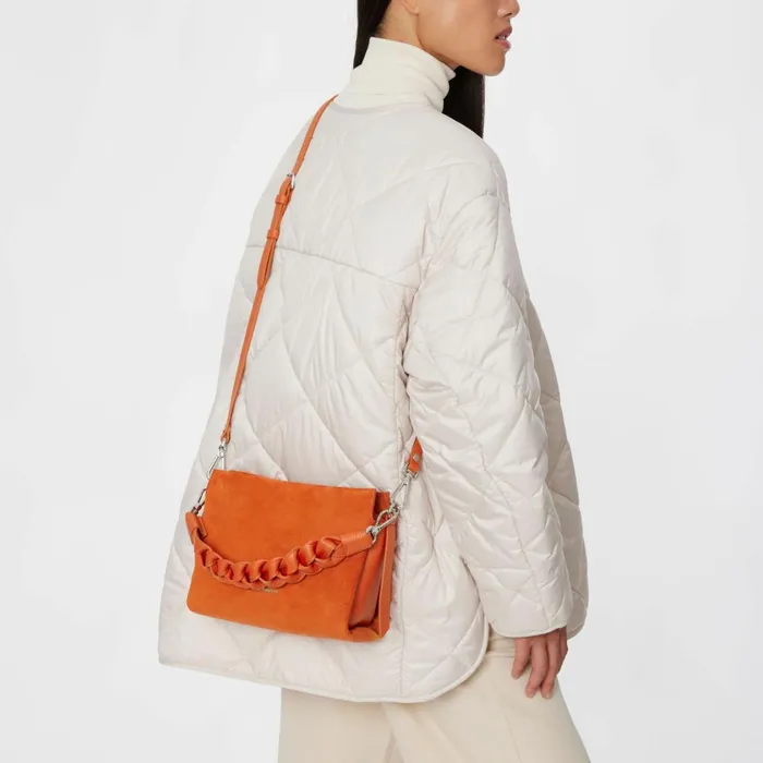 Coccinelle Top Handle Bag Boheme Suede Bimaterial Small Tangeritangeri 8211 Women