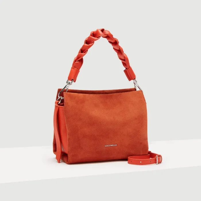 Coccinelle Top Handle Bag Boheme Suede Bimaterial Small Tangeritangeri 8211 Women