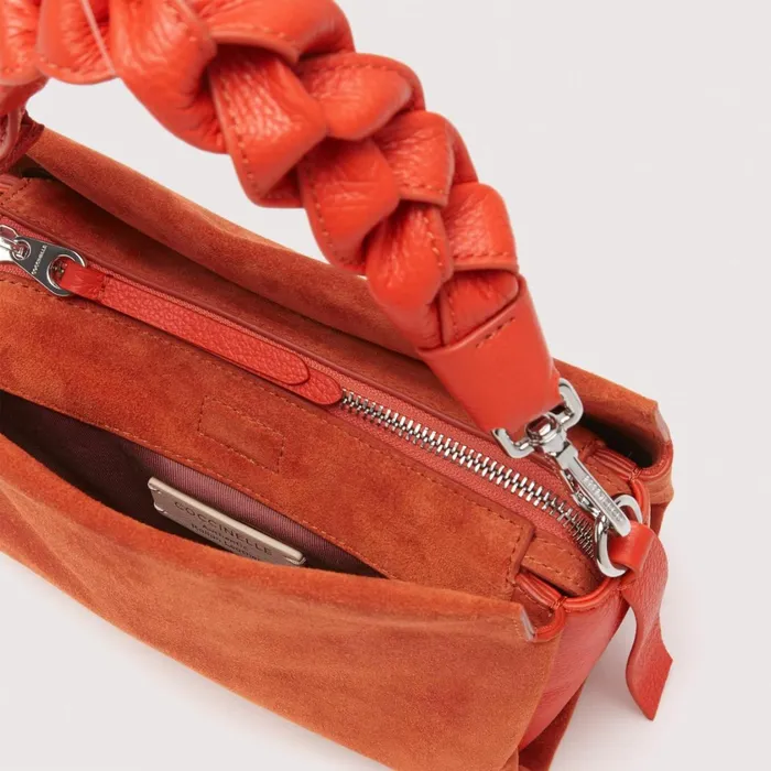 Coccinelle Top Handle Bag Boheme Suede Bimaterial Small Tangeritangeri 8211 Women