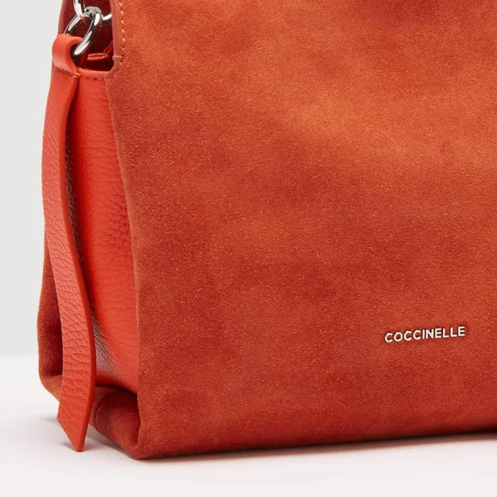 Coccinelle Top Handle Bag Boheme Suede Bimaterial Small Tangeritangeri 8211 Women