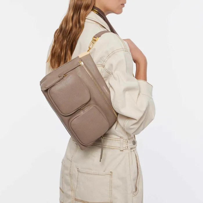 Coccinelle Top Handle Bag Hyle Medium Warm Taupe 8211 Women