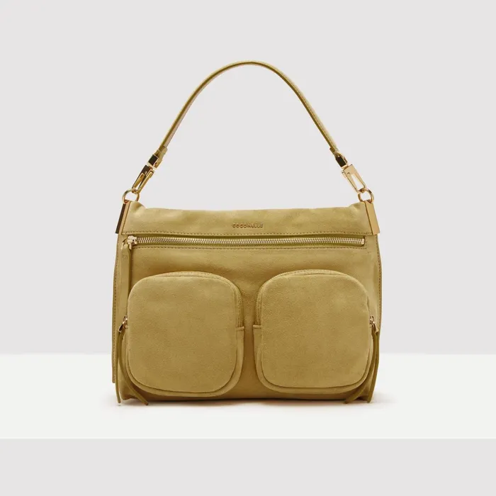 Coccinelle Top Handle Bag Hyle Suede Medium Citronella 8211 Women