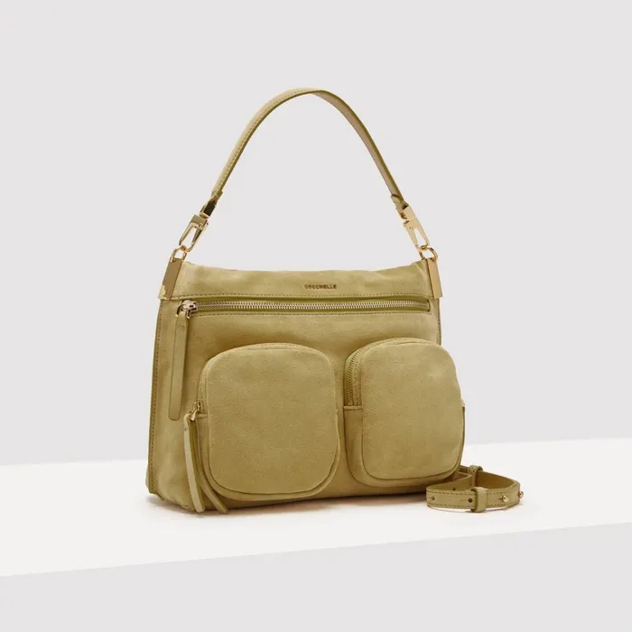 Coccinelle Top Handle Bag Hyle Suede Medium Citronella 8211 Women