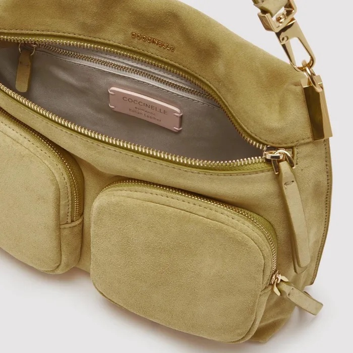 Coccinelle Top Handle Bag Hyle Suede Medium Citronella 8211 Women