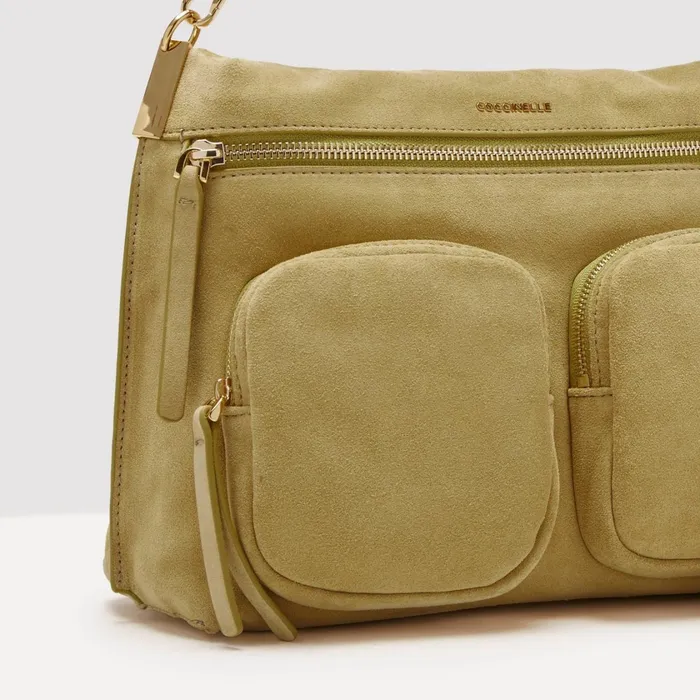 Coccinelle Top Handle Bag Hyle Suede Medium Citronella 8211 Women