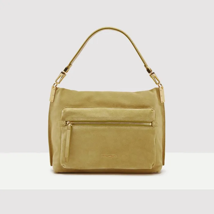 Coccinelle Top Handle Bag Hyle Suede Medium Citronella 8211 Women