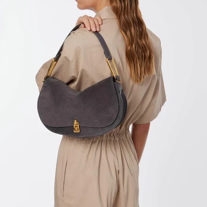 Coccinelle Top Handle Bag Magie Suede Bimaterial Medium Ardesia 8211 Women