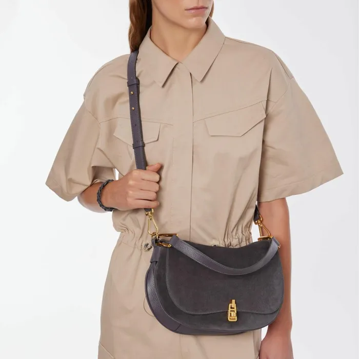Coccinelle Top Handle Bag Magie Suede Bimaterial Medium Ardesia 8211 Women