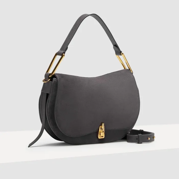 Coccinelle Top Handle Bag Magie Suede Bimaterial Medium Ardesia 8211 Women