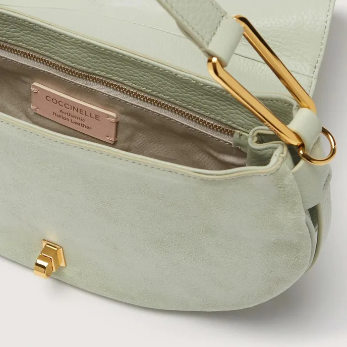 Coccinelle Top Handle Bag Magie Suede Bimaterial Medium Celadon Green 8211 Women
