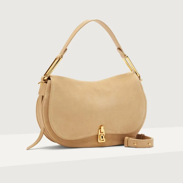 Coccinelle Top Handle Bag Magie Suede Bimaterial Medium Fresh Beige 8211 Women