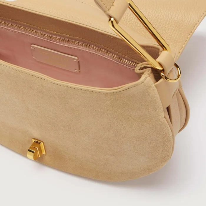 Coccinelle Top Handle Bag Magie Suede Bimaterial Medium Fresh Beige 8211 Women