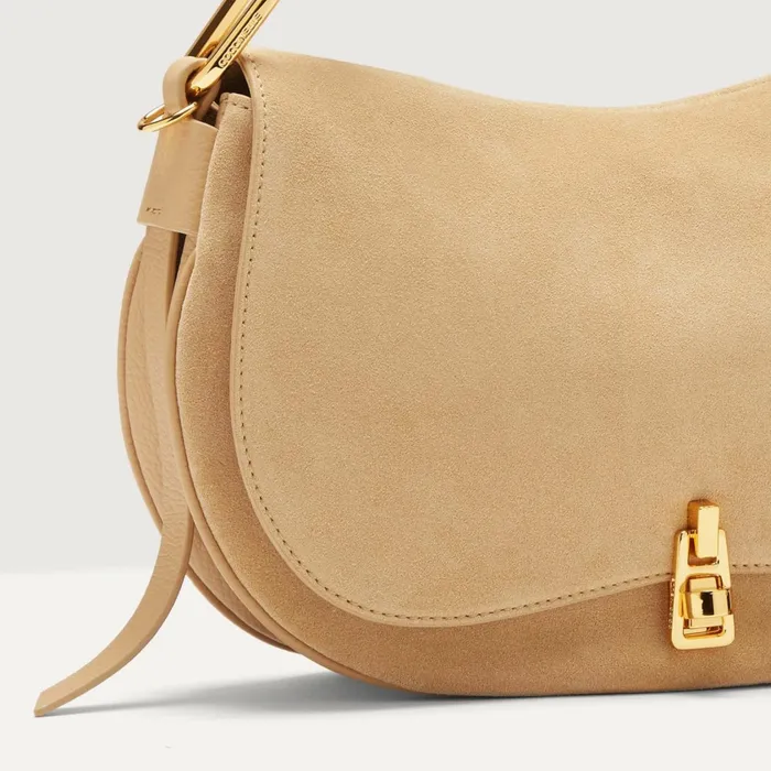Coccinelle Top Handle Bag Magie Suede Bimaterial Medium Fresh Beige 8211 Women