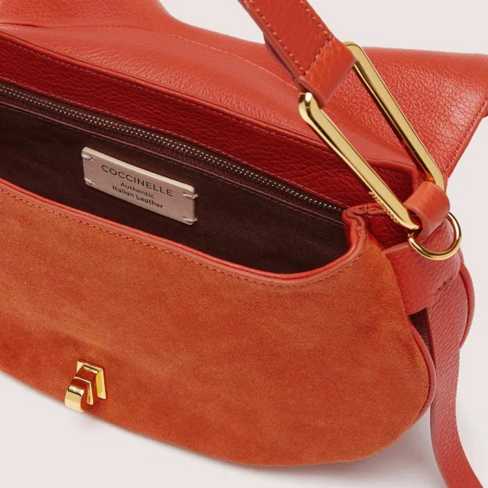 Coccinelle Top Handle Bag Magie Suede Bimaterial Medium Tangeritangeri 8211 Women