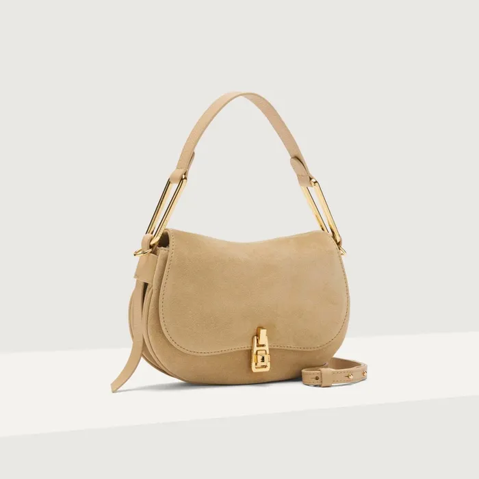 Coccinelle Top Handle Bag Magie Suede Bimaterial Mini Fresh Beige 8211 Women