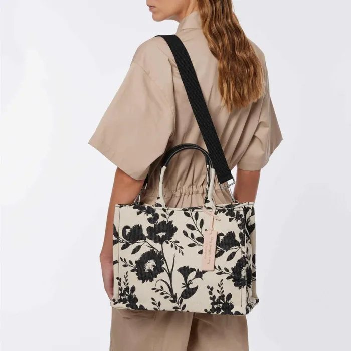 Coccinelle Top Handle Bag Never Without Bag Flower Jacquard Medium Mulbutternoir 8211 Women