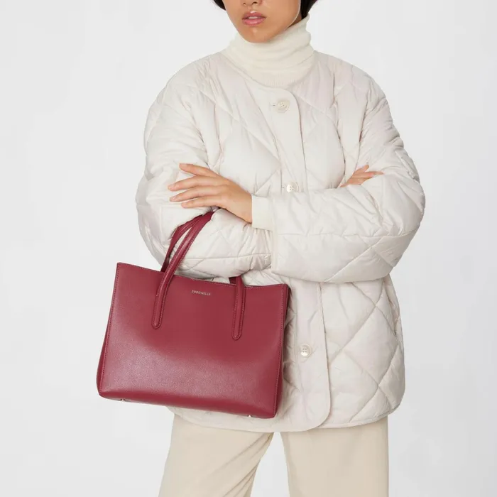 Coccinelle Top Handle Bag Swap Textured Medium Garnet Red 8211 Women