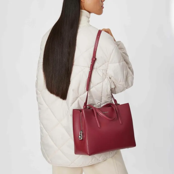 Coccinelle Top Handle Bag Swap Textured Medium Garnet Red 8211 Women