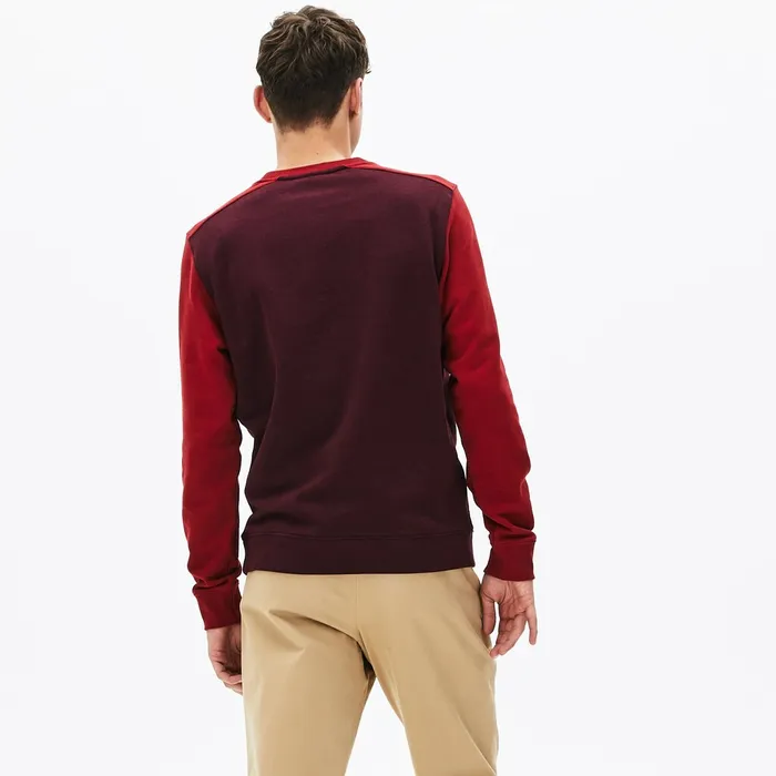 ColorBlock Cotton Fleece Sweatshirt BordeauxWhiteBordeaux Mens Lacoste Sweatshirts Outlet Factory