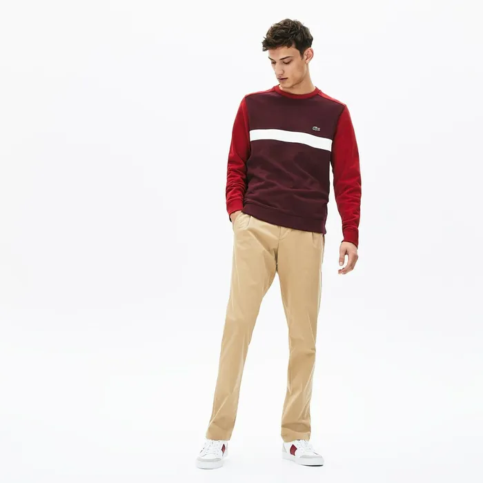 ColorBlock Cotton Fleece Sweatshirt BordeauxWhiteBordeaux Mens Lacoste Sweatshirts Outlet Factory