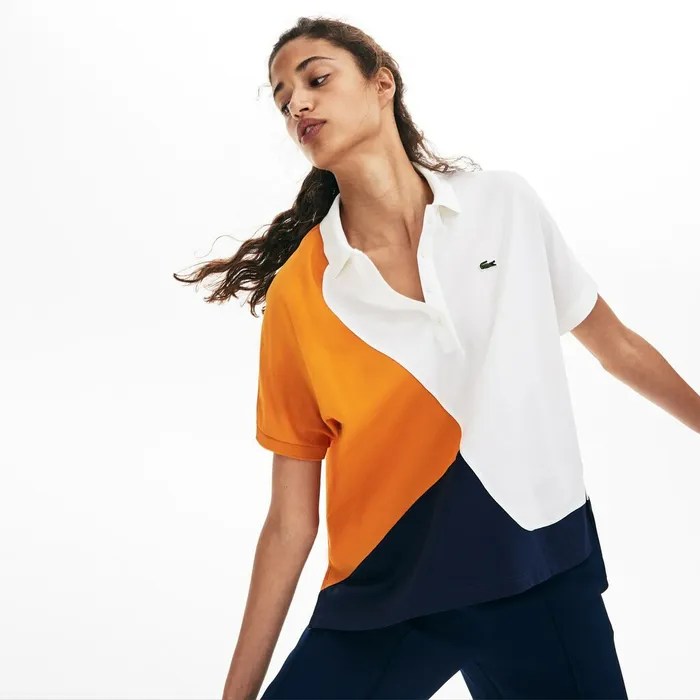 ColorBlock Thermoregulating Piqu Polo Navy BlueWhiteOrange Womens Lacoste Polos Outlet Factory ColorBlock Thermoregulating Piqu Polo Navy BlueWhiteOrange Womens Lacoste Polos Outlet Factory