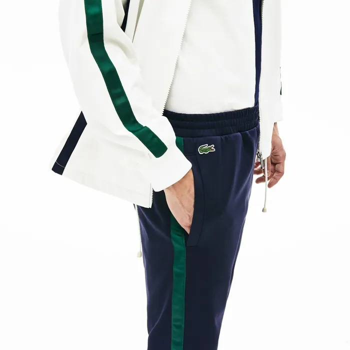 Colorblock Heritage Stripe Track Pants Navy BlueGreen Mens Lacoste Tracksuits Gift Ideas