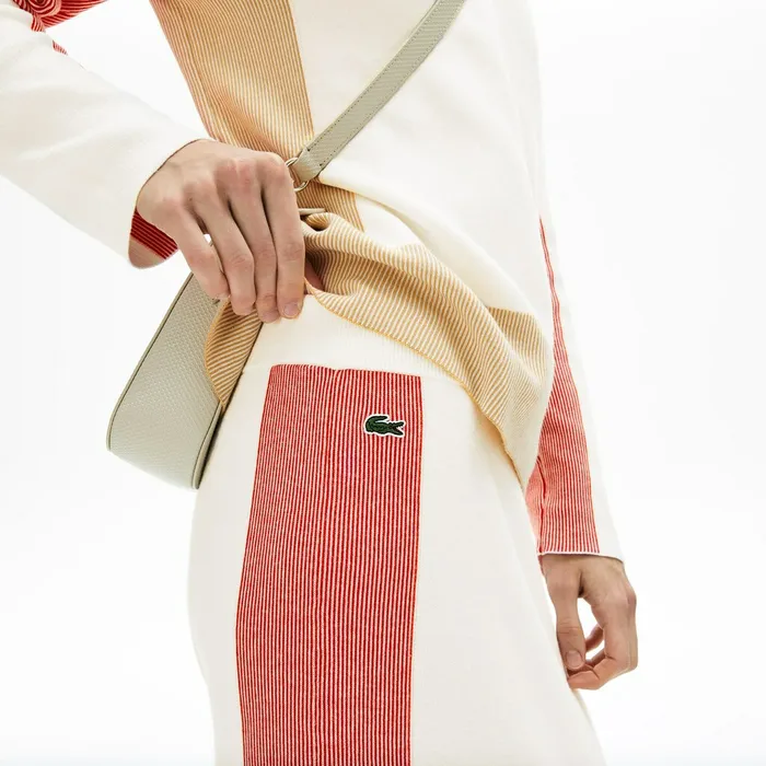 Colorblock Pencil Skirt WhiteLight BrownRed Womens Lacoste Dresses and Skirts Online