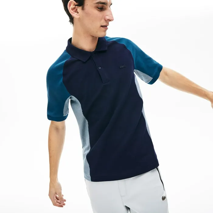 Colorblock Piqu Polo Shirt Navy BlueGreyNavy Blue Mens Lacoste Polos Online