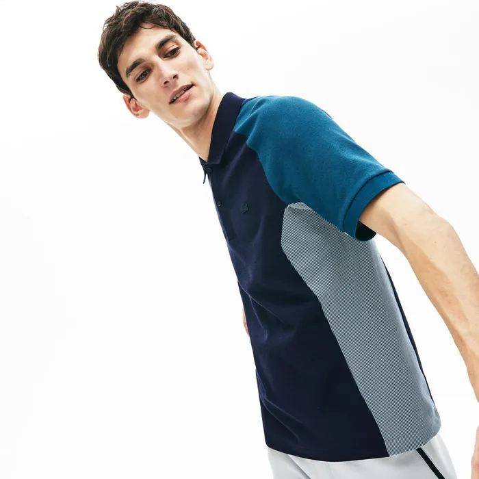 Colorblock Piqu Polo Shirt Navy BlueGreyNavy Blue Mens Lacoste Polos Online