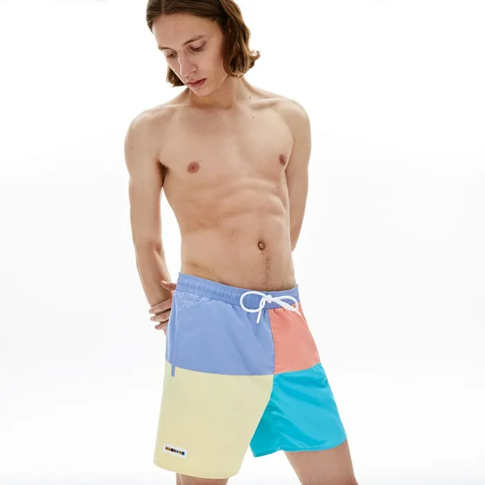 Colorblock QuickDry Swim Shorts PurpleYellowPinkTurquoise Mens Lacoste Swimwear Gift for Friend Colorblock QuickDry Swim Shorts PurpleYellowPinkTurquoise Mens Lacoste Swimwear Gift for Friend