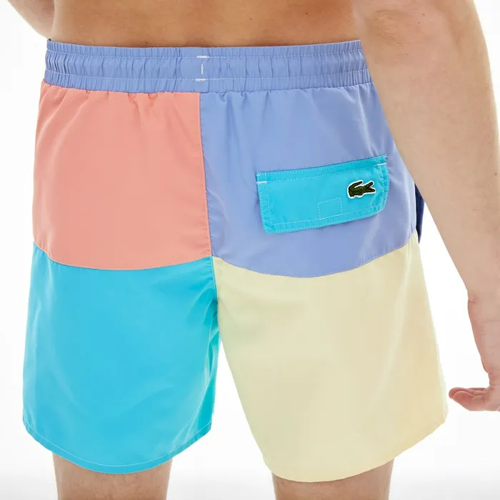 Colorblock QuickDry Swim Shorts PurpleYellowPinkTurquoise Mens Lacoste Swimwear Gift for Friend