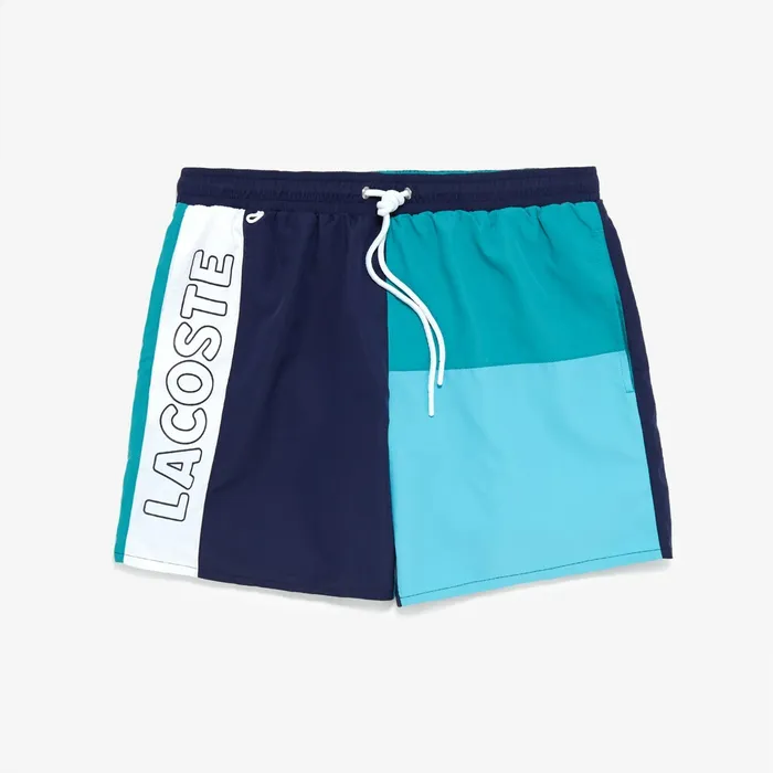 Colorblocked Light QuickDry Swim Shorts Navy BlueGreenTurquoiseWhite Mens Lacoste Swimwear USA Colorblocked Light QuickDry Swim Shorts Navy BlueGreenTurquoiseWhite Mens Lacoste Swimwear USA
