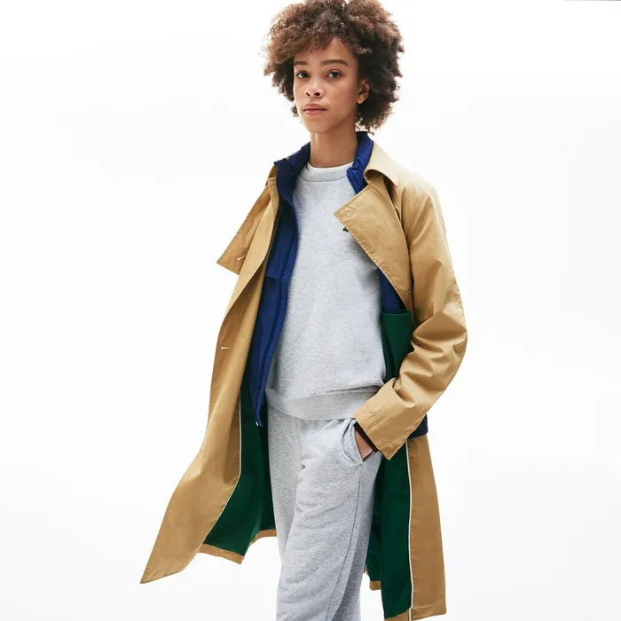 Contrast Belt Trench Coat Beige Womens Lacoste Jackets and Coats Online