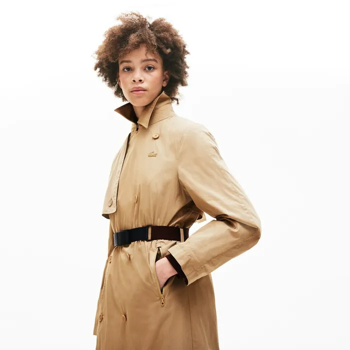 Contrast Belt Trench Coat Beige Womens Lacoste Jackets and Coats Online