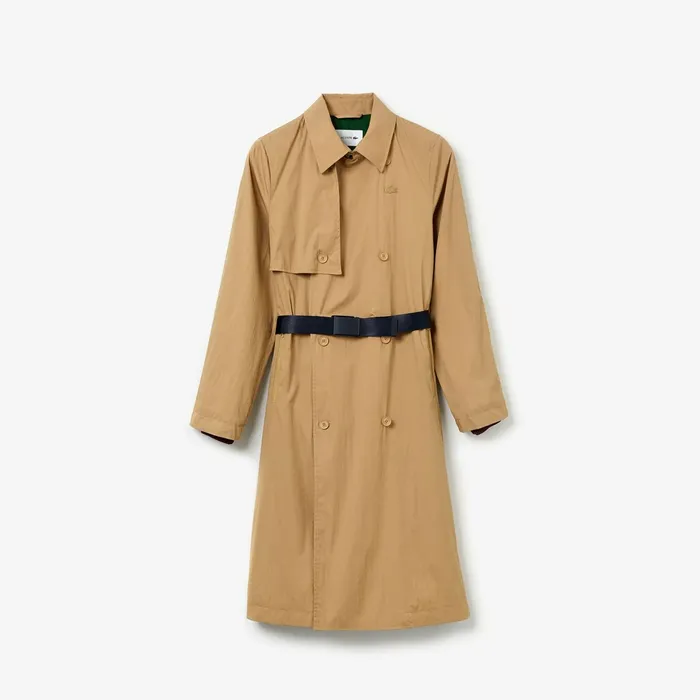 Contrast Belt Trench Coat Beige Womens Lacoste Jackets and Coats Online