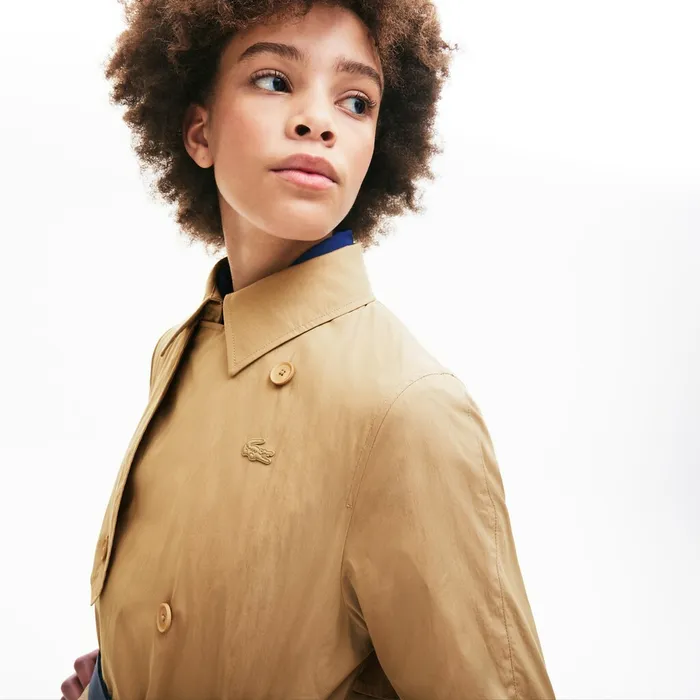 Contrast Belt Trench Coat Beige Womens Lacoste Jackets and Coats Online