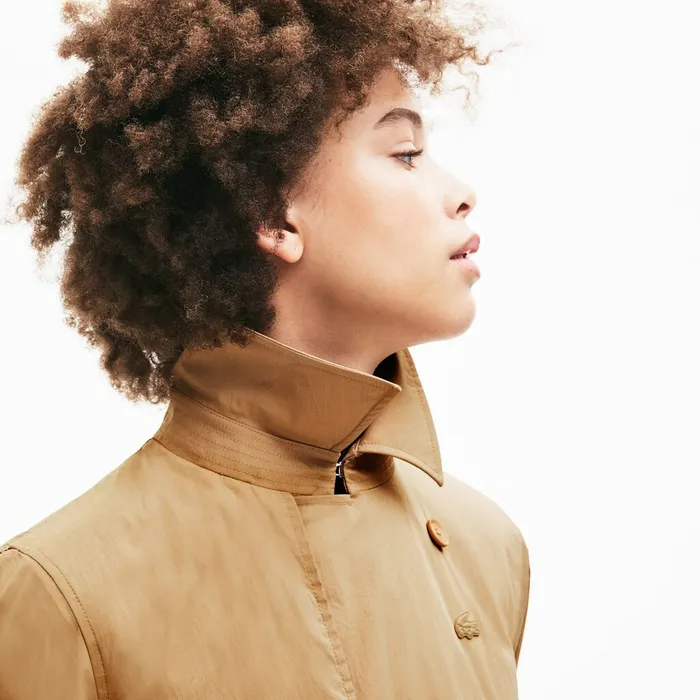 Contrast Belt Trench Coat Beige Womens Lacoste Jackets and Coats Online