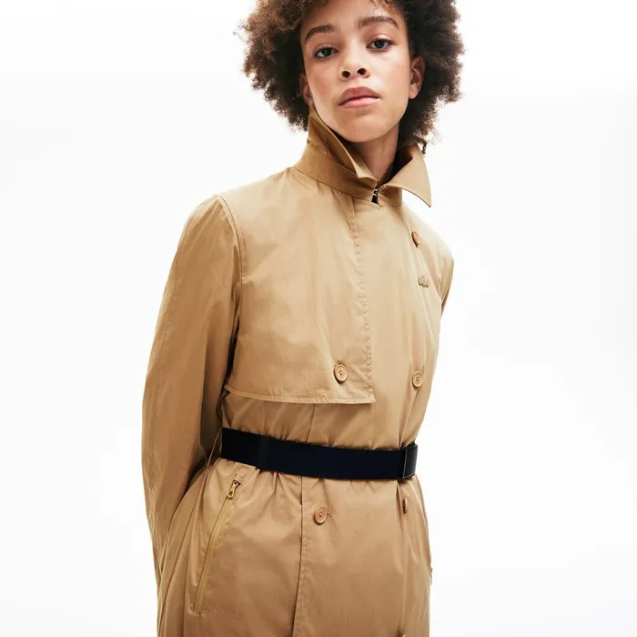 Contrast Belt Trench Coat Beige Womens Lacoste Jackets and Coats Online