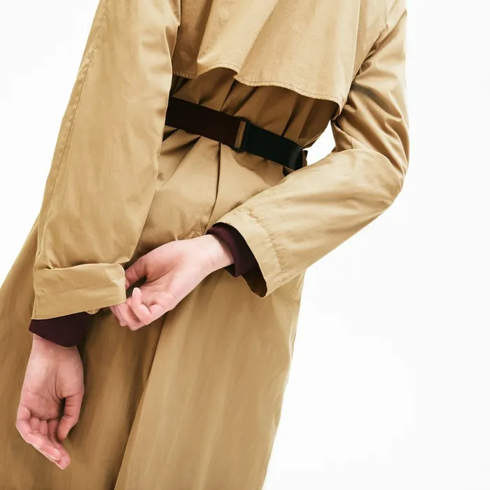 Contrast Belt Trench Coat Beige Womens Lacoste Jackets and Coats Online