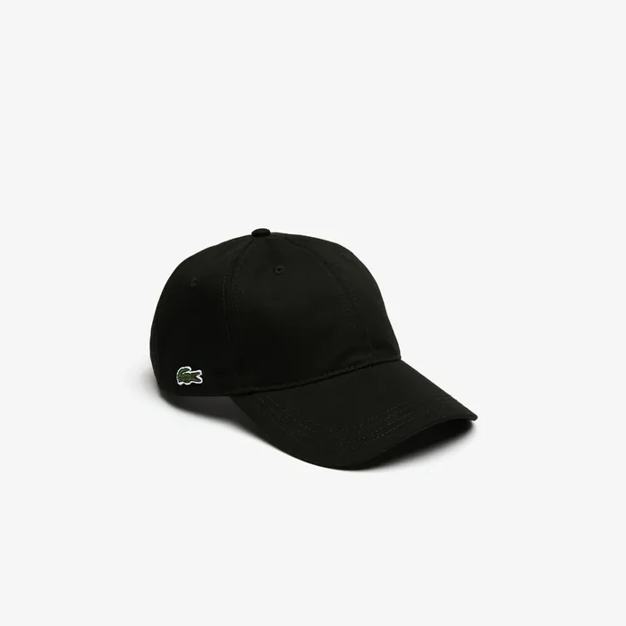 Contrast Strap Cotton Cap Black Mens Lacoste Caps and Hats Casaul