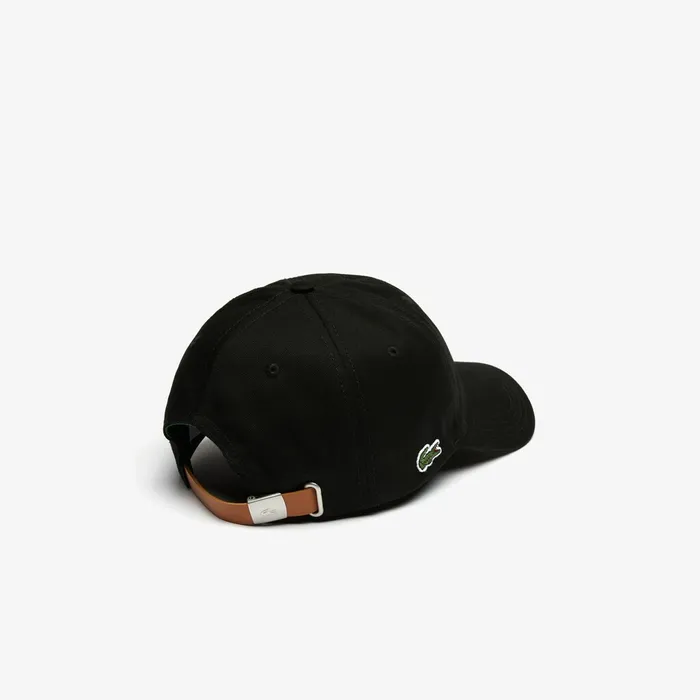 Contrast Strap Cotton Cap Black Mens Lacoste Caps and Hats Casaul