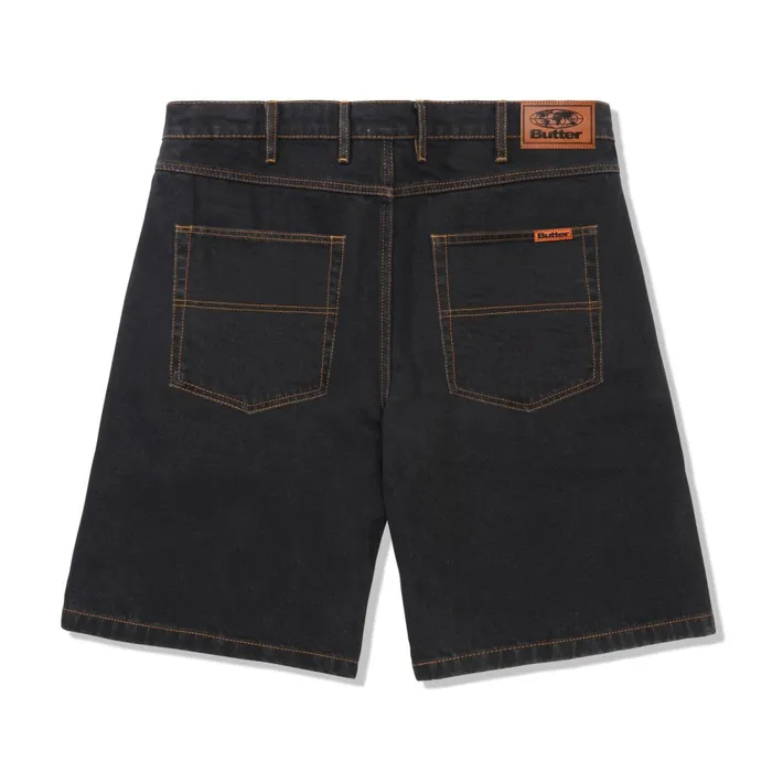 Core Denim Men Butter Goods Baggy Denim Shorts Washed Black