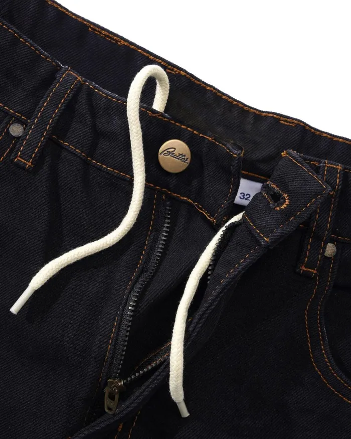 Core Denim Men Butter Goods Baggy Denim Shorts Washed Black