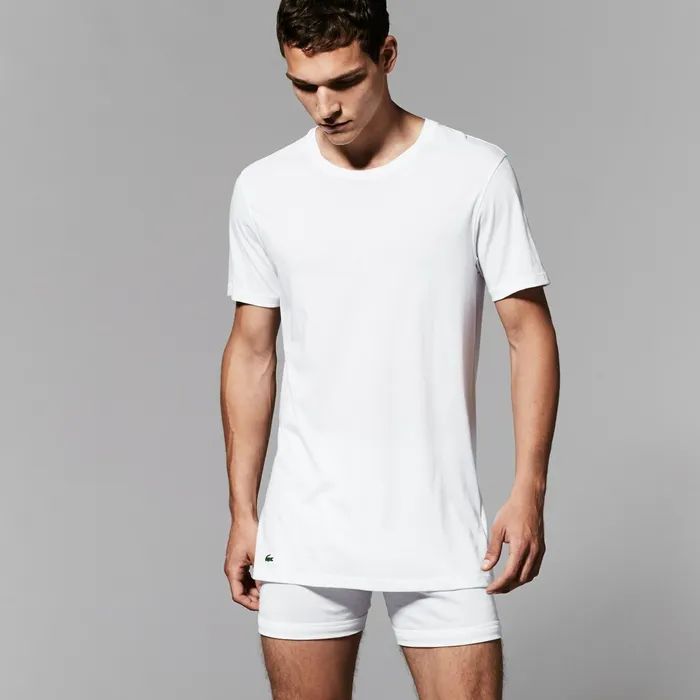 Cotton 3 Pack Crew Neck TShirts White Mens Lacoste Underwear Near Me