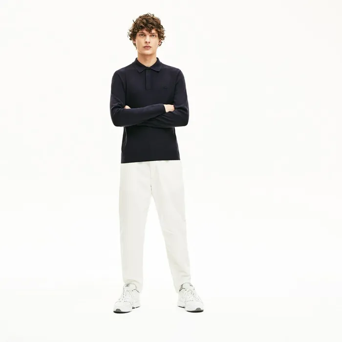 Cotton And Silk Blend Sweater Navy Blue Mens Lacoste Sweaters Gift 4 You