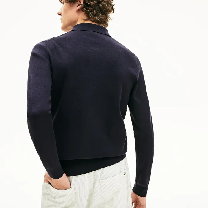 Cotton And Silk Blend Sweater Navy Blue Mens Lacoste Sweaters Gift 4 You