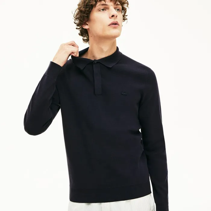 Cotton And Silk Blend Sweater Navy Blue Mens Lacoste Sweaters Gift 4 You
