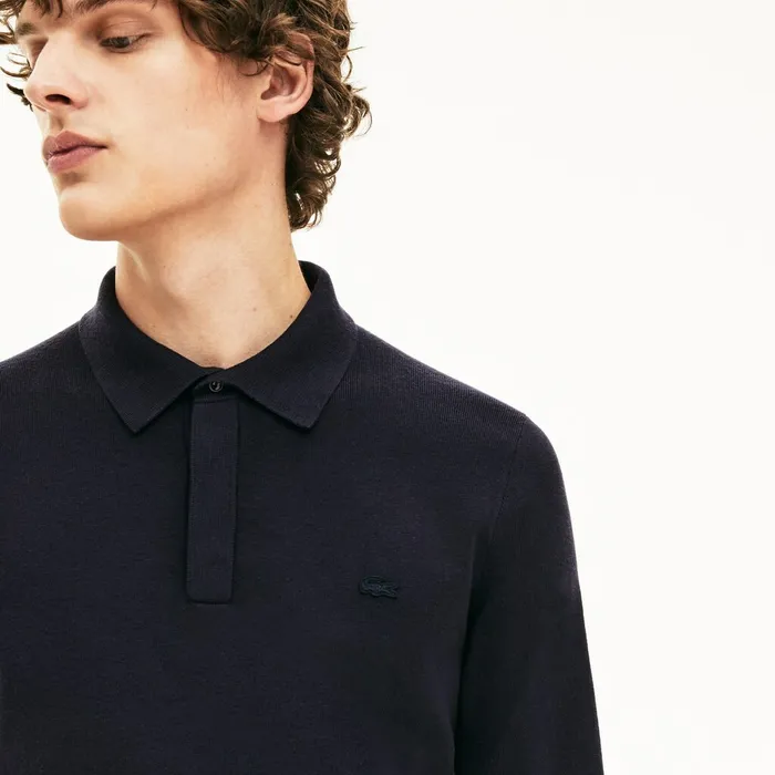 Cotton And Silk Blend Sweater Navy Blue Mens Lacoste Sweaters Gift 4 You